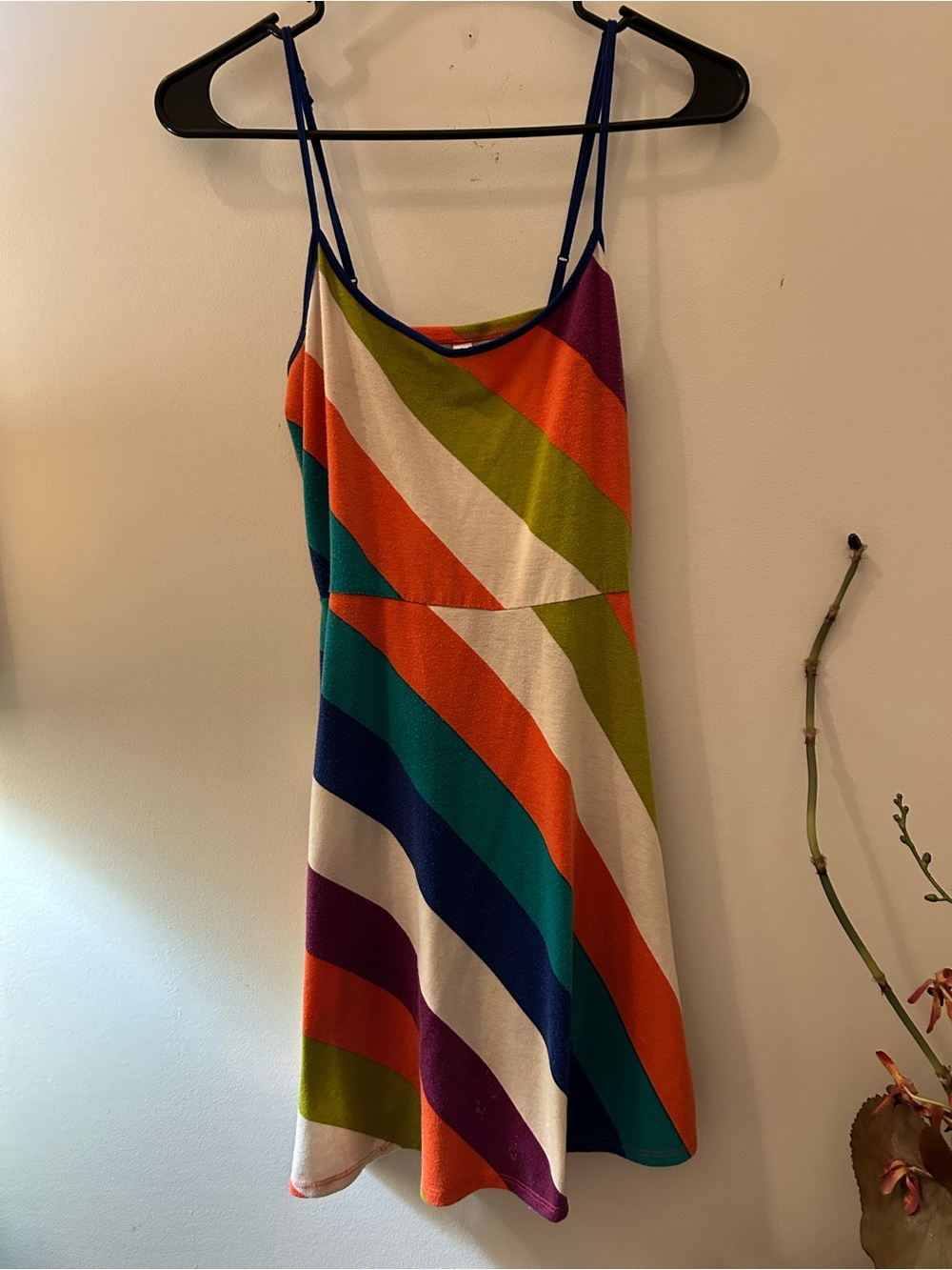 Hippie Rose Multicolor Striped Midi Dress with Spaghetti Straps